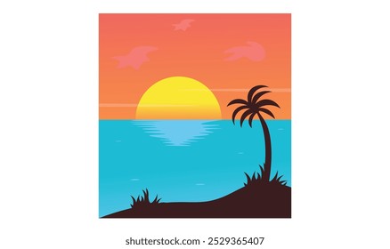Premium Sonnenuntergang Illustration für den Gebrauch.