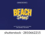 Premium beach sunset text effect vector. Fully editable, suitable for posters, templates, etc.