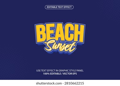 Premium beach sunset text effect vector. Fully editable, suitable for posters, templates, etc.