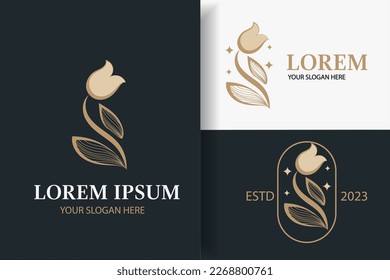 Premium beauty clinic and cosmetics logo  design vector template. Tulip icon	
Beauty clinic logo design vector template. Tulip icon in line style