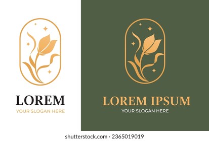 Premium beauty clinic and cosmetics logo design vector template. Tulip icon symbol illustration