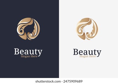 premium beauty hair logo design template perfect for salon,spa,hair cut , cosmetic brand etc