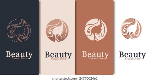 premium beauty hair logo design template perfect for salon, spa, hair cut , cosmetic brand etc	