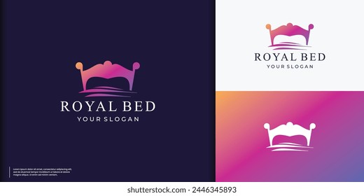 premium bed royal logo, luxury design logo bed for business of company.