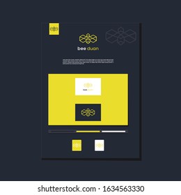 premium bee logo with modern and geometric style vector