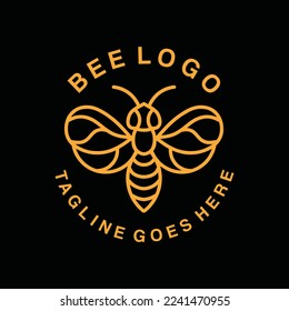 Premium Bee Logo Monoline Design Vector illustration Beekeeping badge symbol icon