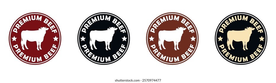 Premium beef Badge Design with Retro Style in Multiple Colors