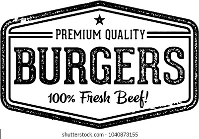 Premium Beef Burgers Vintage Stamp