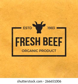 premium beef label with grunge texture on old paper background