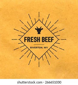 premium beef label with grunge texture on old paper background