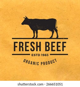 Premium Beef Label With Grunge Texture On Old Paper Background