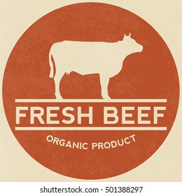 Premium beef label with grunge texture organic