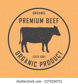 Premium beef logo. Labels, badges and design elements. Retro style. Vector Illustration