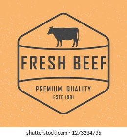 Premium beef logo. Labels, badges and design elements. Retro style. Vector Illustration