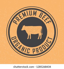 Premium beef logo. Labels, badges and design elements. Retro style. Vector Illustration