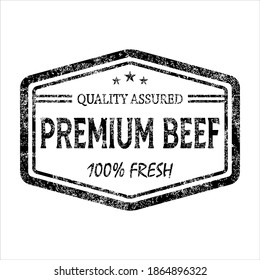 Premium beef vector stamp on white background