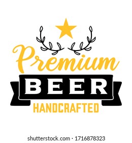 Diseño de distintivos de cerveza Premium. Bebidas y bebidas con ilustraciones vectoriales.