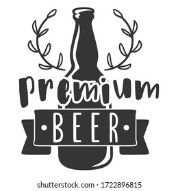 Premium Beer Bottle Badge Design. Vector Illustration Beverage and Drinks.