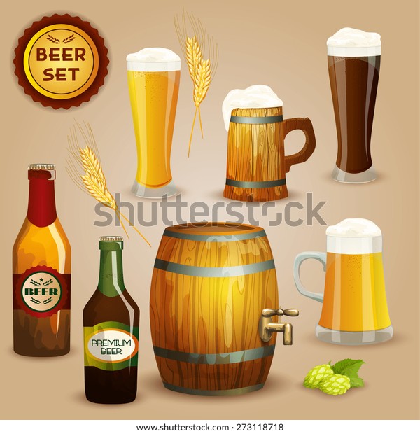 Premium Beer Foam Head Glasses Wooden Stock Vector (Royalty Free