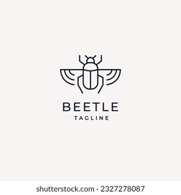 Modelo de diseño de icono de logotipo de escarabajo premium monoline vector