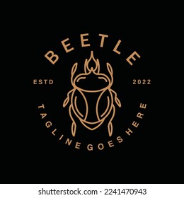 Premium Beetle Logo Monoline Design Vector illustration Animal badge symbol icon