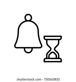 Premium bell and timer icon or logo in line style. High quality sign and symbol on a white background. Vector outline pictogram for infographic, web design and app development.