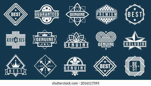 Premium best quality vector emblems set, black and white badges and logos collection for different products and business, classic graphic design elements, insignias and awards.