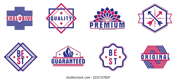 Premium best quality vector emblems set, badges and logos collection for different products and business, classic graphic design elements, insignias and awards.