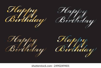 premium Birthday Text Effect Vectors, golden, silver and premium