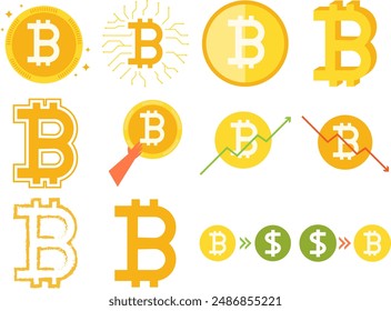 Premium Bitcoin Vector Clipart, Crypto Coin icon.
