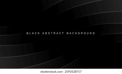 Premium Black Abstract Background: 3D Technology Design Featuring Luxurious Dark Lines and Geometric Shapes. Ideal for Modern Posters, Backdrops, Brochures, Leaflets, Banners and Wallpapers. Vector.