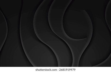 Premium black abstract background with vertical waves and fine lines texture. Modern design for technology, automotive, and luxury products