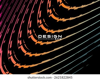 Premium black background design with colorful waving motifs. Vector horizontal template, for digital luxury business banner, formal contemporary.