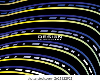 Premium black background design with colorful waving motifs. Vector horizontal template, for digital luxury business banner, formal contemporary.