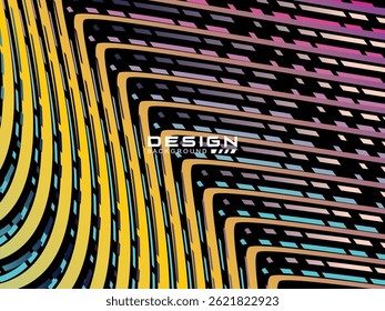 Premium black background design with colorful waving motifs. Vector horizontal template, for digital luxury business banner, formal contemporary.