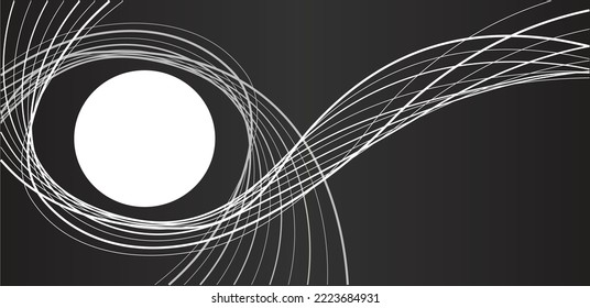 Premium Black background design with white wave , Can use for logo backgroud , wallpaper , banner