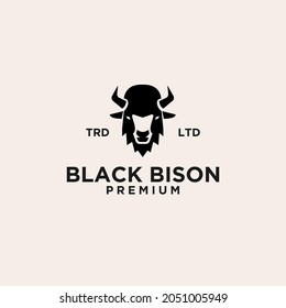 Diseño del icono del logotipo del vector del cabezal de bisón negro premium