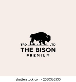 Premium black bison vector logo icon design isolated white background