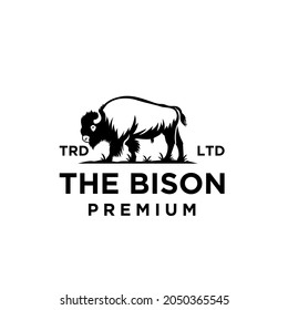 Premium black bison vector logo icon design isolated white background