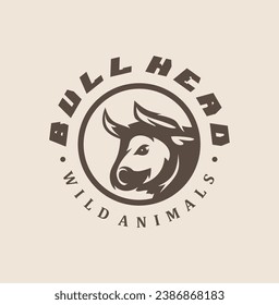 Premium Black Bull Head Vector Logo Icon Design Isolated White Background