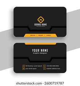 premium black business visiting card template for office info vector