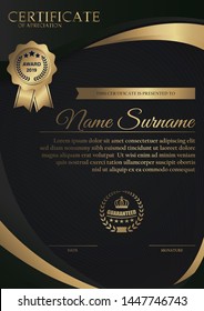 premium black certificate template with gold dark