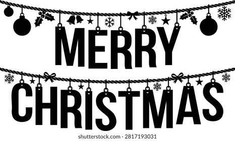 Premium black Christmas silhouette vector featuring bold 
