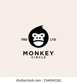 premium black circle monkey head vector logo icon illustration design