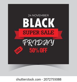 Premium Black Friday Facebook Post Sale Banner in Flat Design