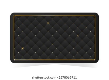 Premium black and gold VIP card design. Leather background with copy space. Vector illustration on transparent background