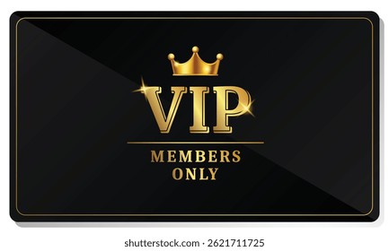 Premium Black and Gold VIP Card Design with Crown – Exclusive Members Only Invitation Access Pass Template for Luxury and Elite Clients