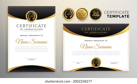 premium black and golden diploma certificate multipurpose template