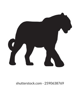 Premium Black Leopard Silhouette for Timeless and Classic Visuals - Leopard Vector - Leopard Icon
