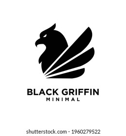 premium black minimal Griffin Mythical Creature Emblem mascot Vector Design Logo 